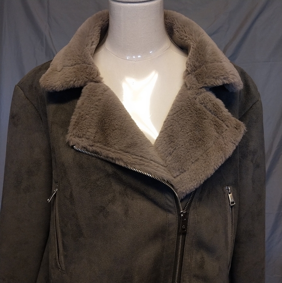 LAUREN RALPH LAUREN Faux Shearling Moto Jacket XXL - Picture 2 of 9